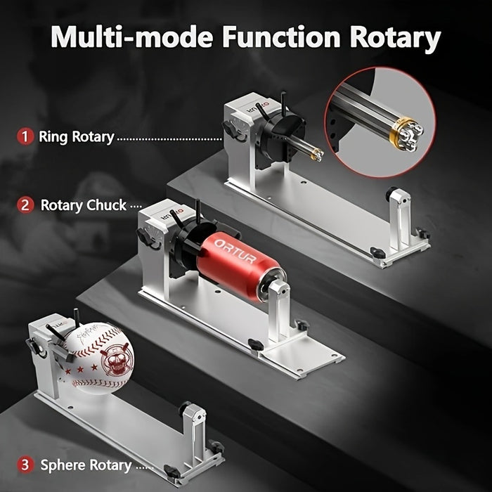 Ortur YRC 1.0, Y-axis Jaw Rotary Chuck Elevation Angle Can Be Adjusted 180°, Rotate 360° Without Disassembly, For Engraving Cylindrical Objects, Wine Glass/Tumbler/Ring Jewelry Making Tool