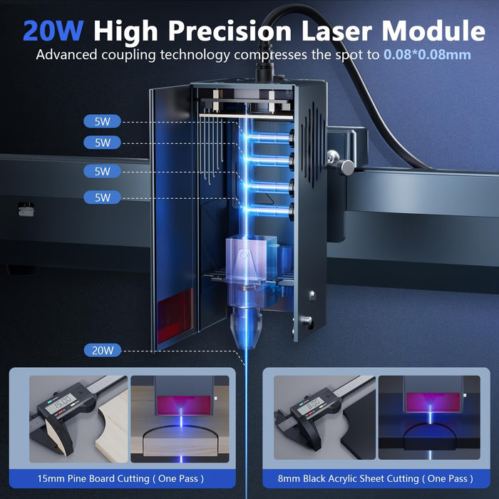 Ortur OLM3 LU3-20A Laser Engraver With 13.21gal Laser Air Assist, 20W Output Laser Cutter DIY Laser Engraver Machine, 20000mm/min Engraving Speed And App Control Laser Engraver For Wood And Metal, Acrylic