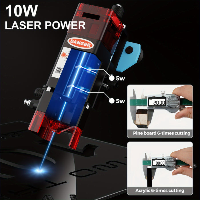 Two Trees TTS-10Pro Laser Engraving Machine With 10W Watts Of Power And A 32-bit Motherboard. Used For Cutting Plywood, Carving Text And Painting, With An Engraving Area (Working Area 11.8 * 11.8Inches)