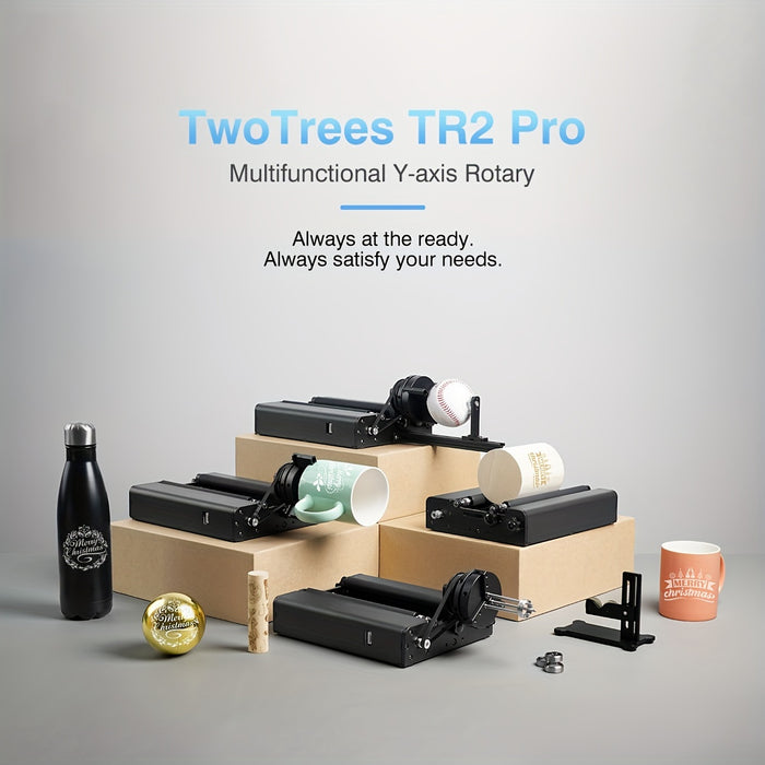 Twotrees Laser Engraver TR2 Pro 4 In 1 Rotating Module For Engraving Cylindrical Objects, Wine Glass, Tumbler, Ring, Y-axis Rotary Roller Module Jaw Chuck Rotary For Engraving For TTS-25, TTS-55, TS2