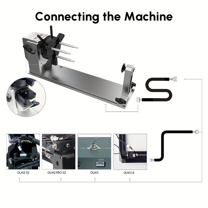 Ortur YRC 1.0, Y-axis Jaw Rotary Chuck Elevation Angle Can Be Adjusted 180°, Rotate 360° Without Disassembly, For Engraving Cylindrical Objects, Wine Glass/tumbler/ring