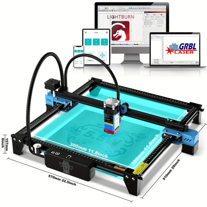 Two trees TTS-55 Laser Engraver  Laser Engraving Machine 32 BitMotherboard. for Cut Plywood WoodEngrave Aluminum,  Engraving Area: 300x300mm