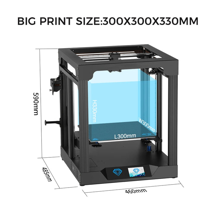 Twotrees FDM 3D Printer SP-5 V1.1 Core XY FDM Hotbed PEI Large Printing 300*300*330MM Silent Motherboard Carborundum Dual Z Axis