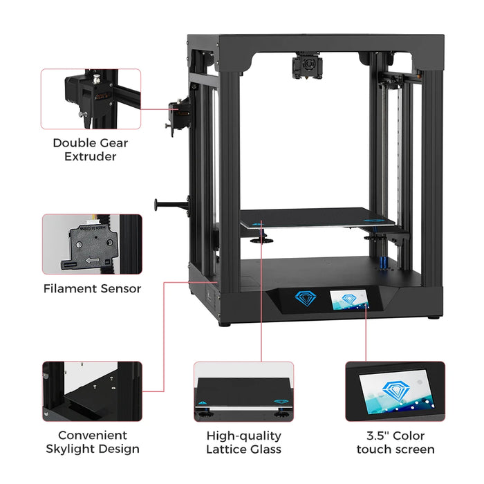 Twotrees FDM 3D Printer SP-5 V1.1 Core XY FDM Hotbed PEI Large Printing 300*300*330MM Silent Motherboard Carborundum Dual Z Axis