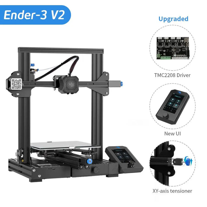 Creality Ender-3 V2 3D Printer Kit Silent TMC2208 Stepper Motor Drivers 4.3 Inch UI Lcd Carborundum Glass Bed Resume Printing