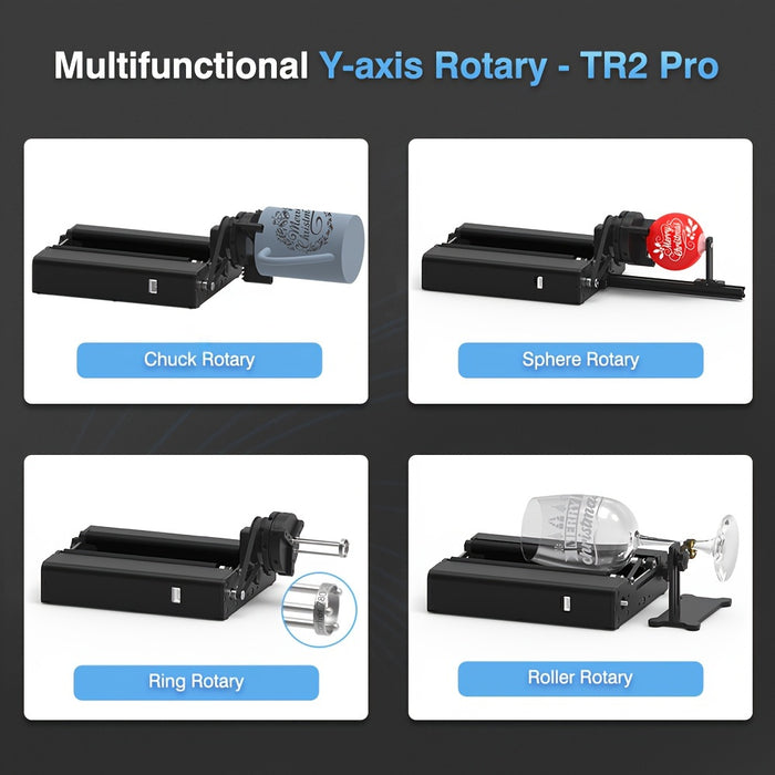 Twotrees Laser Engraver TR2 Pro 4 In 1 Rotating Module For Engraving Cylindrical Objects, Wine Glass, Tumbler, Ring, Y-axis Rotary Roller Module Jaw Chuck Rotary For Engraving For TTS-25, TTS-55, TS2