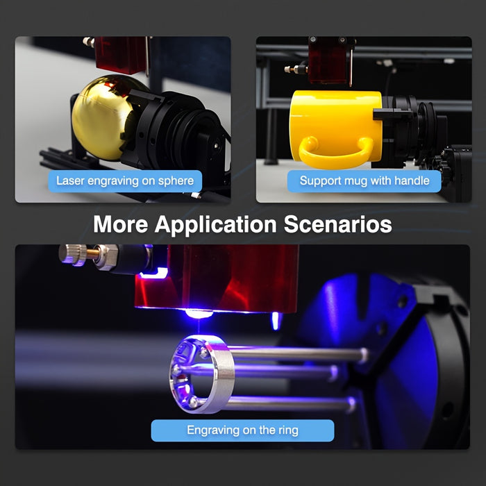 Twotrees Laser Engraver TR2 Pro 4 In 1 Rotating Module For Engraving Cylindrical Objects, Wine Glass, Tumbler, Ring, Y-axis Rotary Roller Module Jaw Chuck Rotary For Engraving For TTS-25, TTS-55, TS2