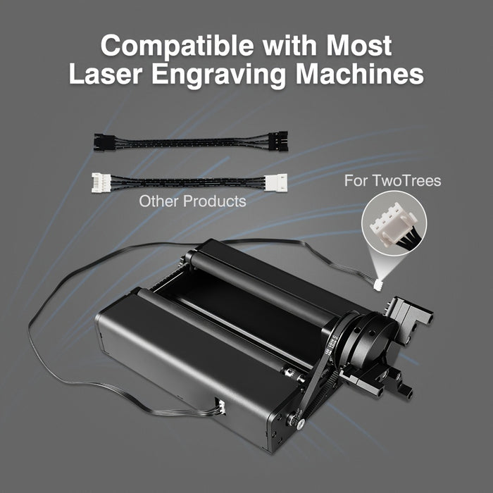 Twotrees Laser Engraver TR2 Pro 4 In 1 Rotating Module For Engraving Cylindrical Objects, Wine Glass, Tumbler, Ring, Y-axis Rotary Roller Module Jaw Chuck Rotary For Engraving For TTS-25, TTS-55, TS2